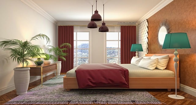 Free bedroom interior design 3d rendered illustration