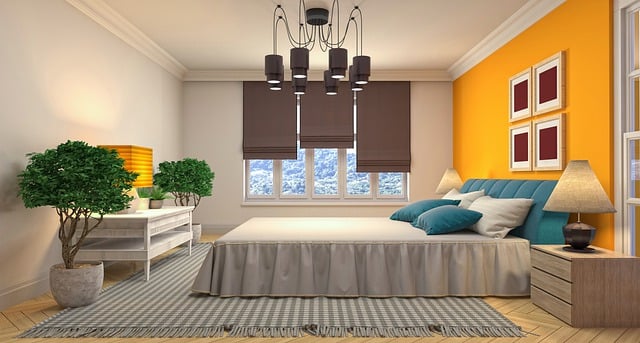 Free bedroom interior design 3d rendered illustration