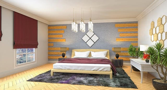 Free bedroom interior design 3d rendered illustration