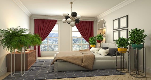 Free bedroom interior design 3d rendered illustration