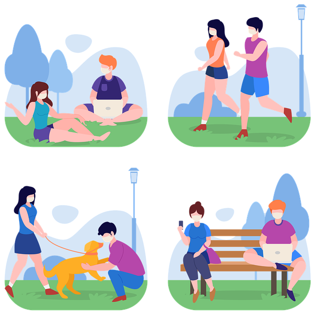 Menschen, Gesicht-Masken, Park, Draußen