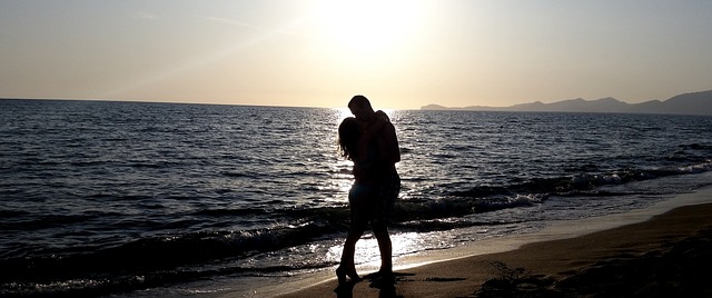 Få, Omfavne, Strand, Solnedgang