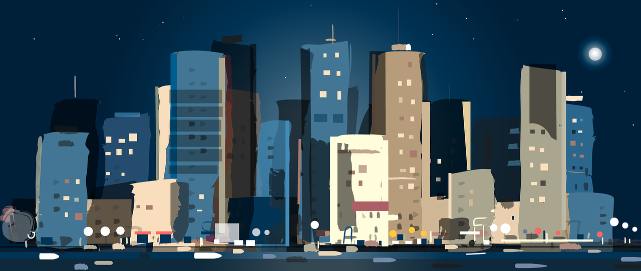 Download free HD stock image of City Night Free city night metropolis illustration