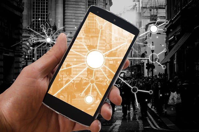 Free smartphone hand network illustration