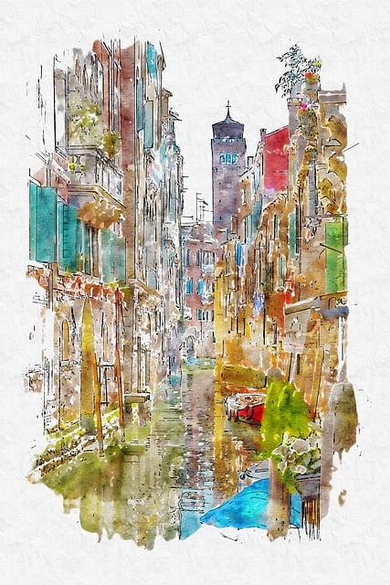 Free photo art digital painting town painting illustration