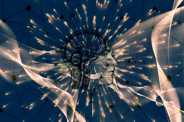 Free head brain particles illustration