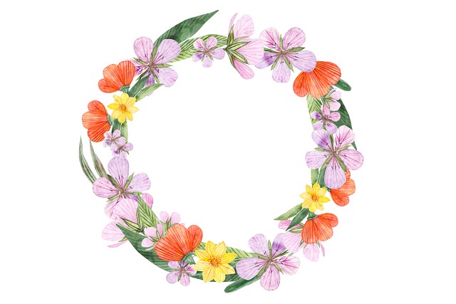 Blumen, Kranz, Aquarell, Natur, Flora