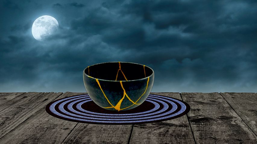 Vase, Bol, Kintsugi, Art, Résilience, Or