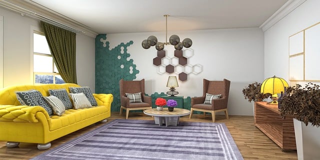 Free living room interior design 3d rendered illustration