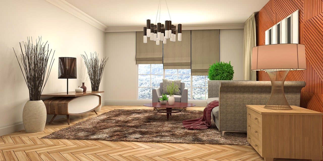 Free living room interior design 3d rendered illustration