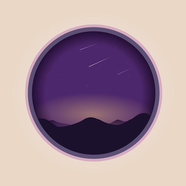 Free mountains stars meteor shower illustration