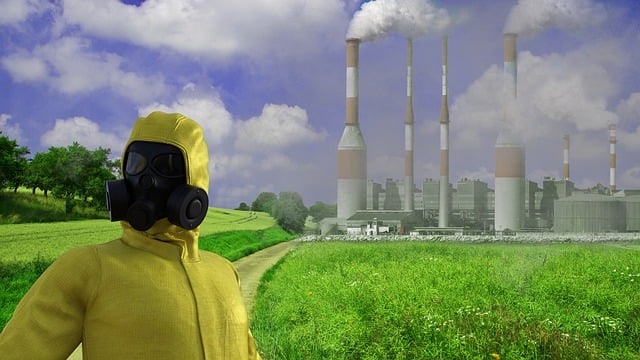 Free man gas mask industry illustration
