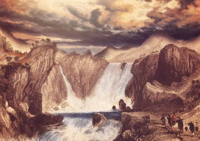 Download free HD stock image of Waterfalls Mountains Free waterfalls mountains landscape illustration