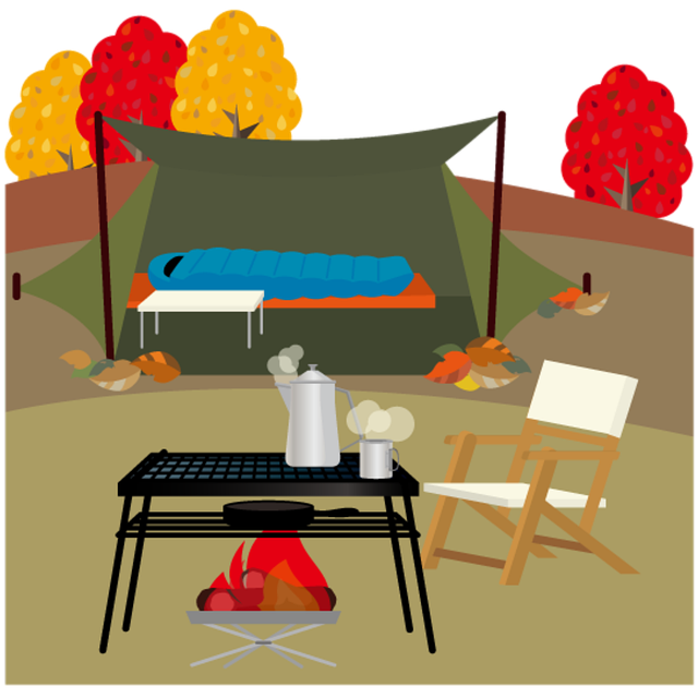 Free autumn season camp barbecue illustration