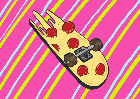 Free Skateboard Pizza vector and picture