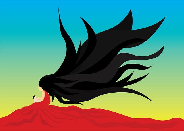 Free woman hair baby illustration
