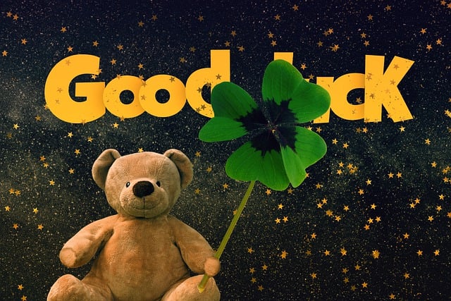 Free teddy bear four leaf clover luck illustration