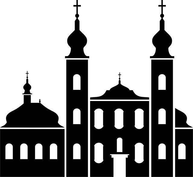 Free church cross towers illustration