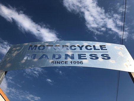 Motorsykkel, Himmel, Skyer, Skilt