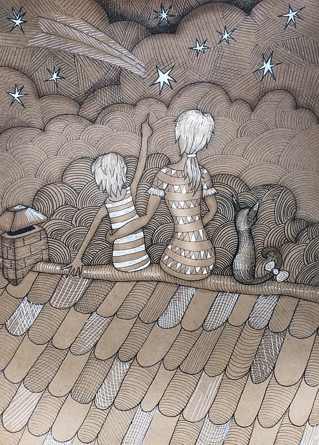 Free mother a son cat illustration