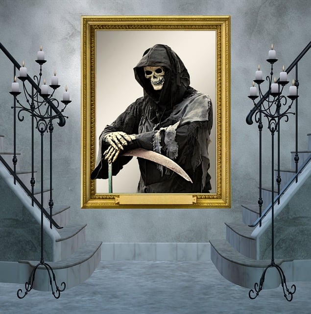Free skeleton scythe skull illustration