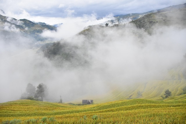Terrazas, Montañas, Nubes