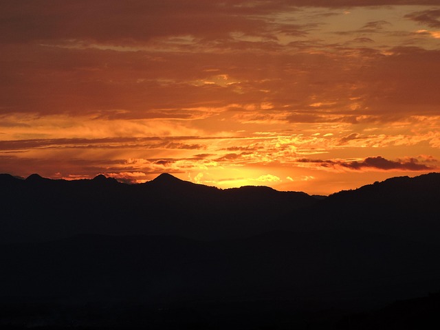Solnedgang, Landskab, Skat, Skyer