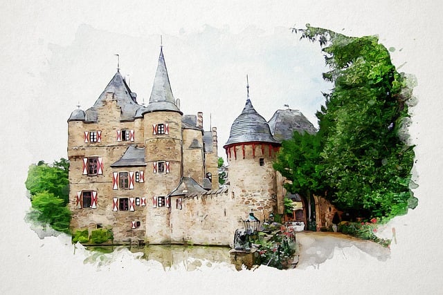 Free painting castle satzvey illustration