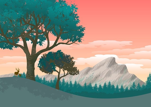 Free mountain forest deer illustration