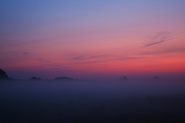 Nebel, Sonnenuntergang, Nachleuchten