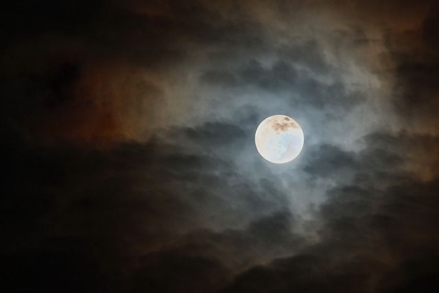 Mond, Wolken, Vollmond, Nacht, Dunkel