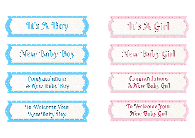 Free baby boy baby girl tags illustration