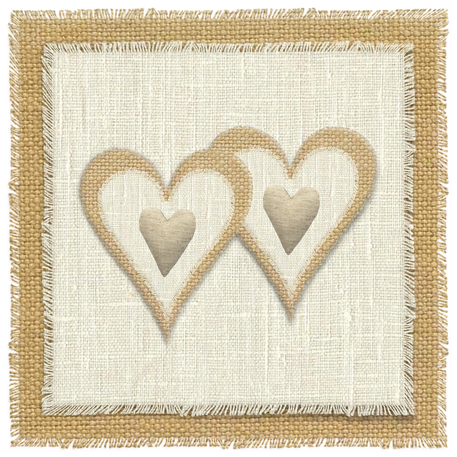 Free hearts linen fabric illustration
