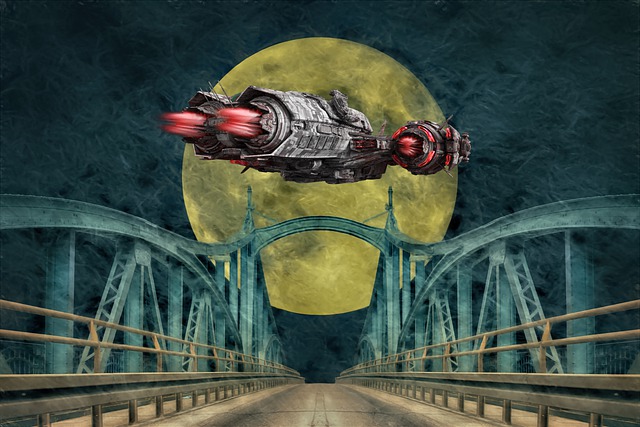 Free spacecraft bridge moon illustration