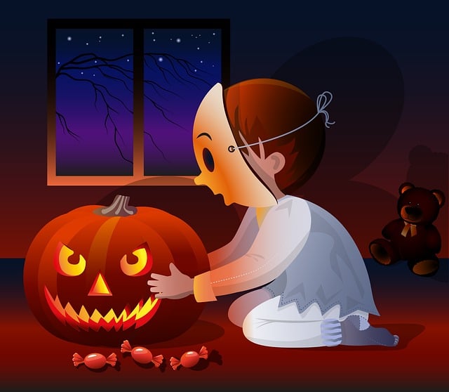 Free halloween jack-o'-lantern kid illustration