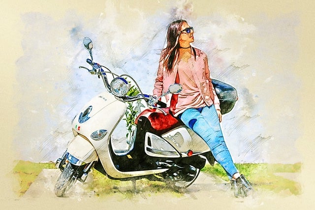 Free bike girl scooter illustration