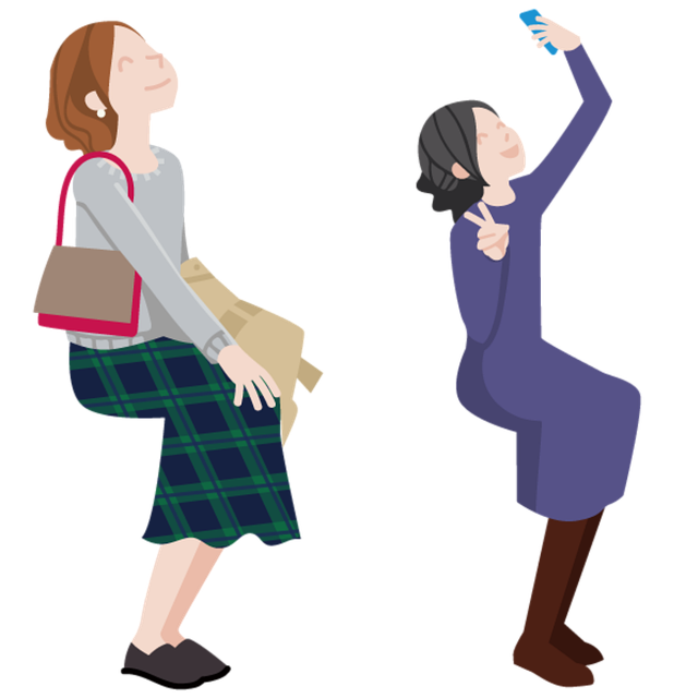Free women friends selfie illustration
