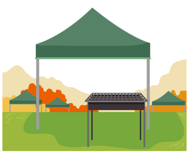 Free tent barbecue camp illustration