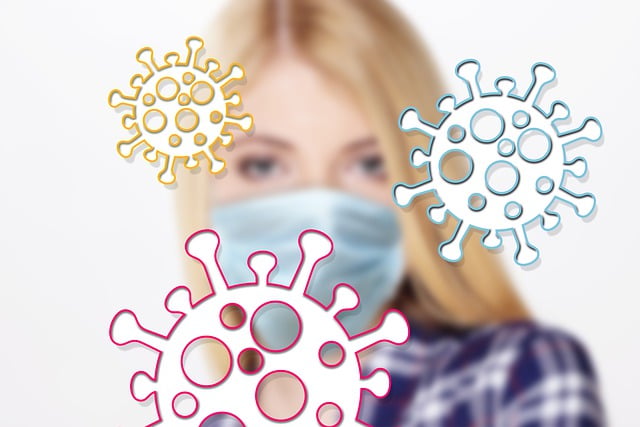 Free woman face mask virus illustration
