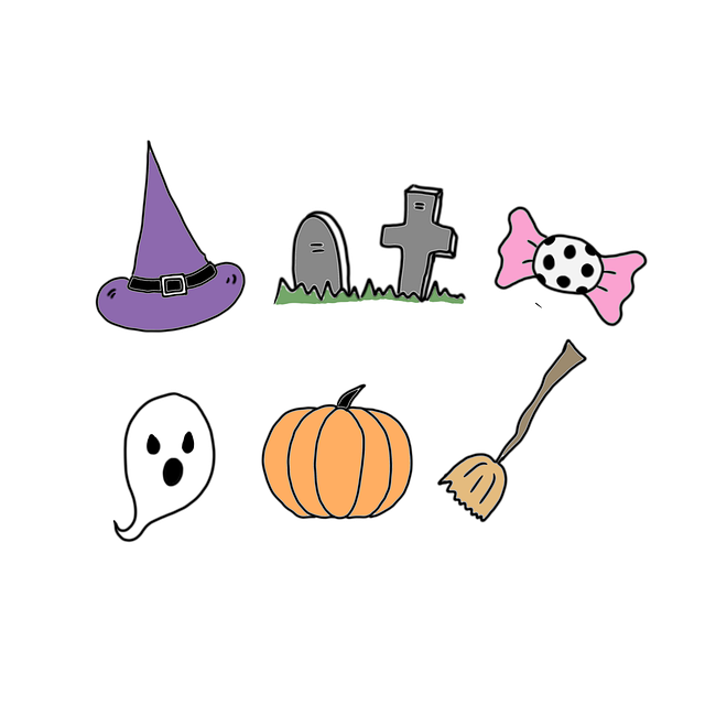 Free pumpkin hat witch illustration