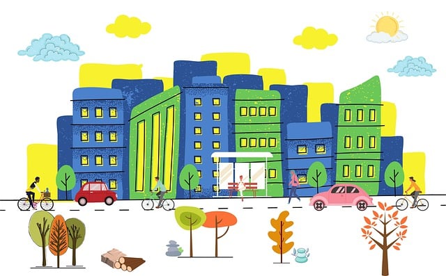 Free buildings houses street illustration