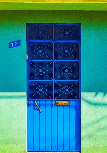 Puerta, Azul, Calle, Cerrado, Fachada