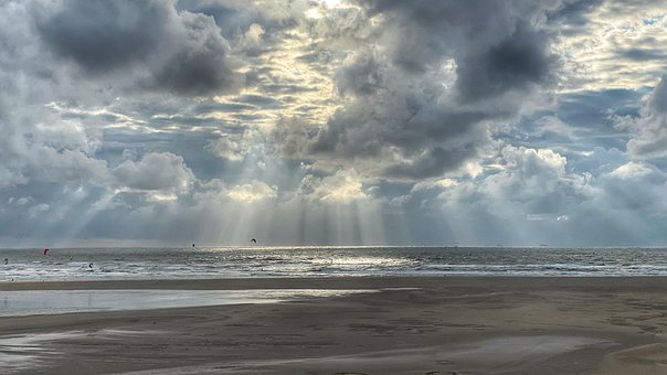 Strand, Sun, Wolken, Ocean, Meer, Wasser