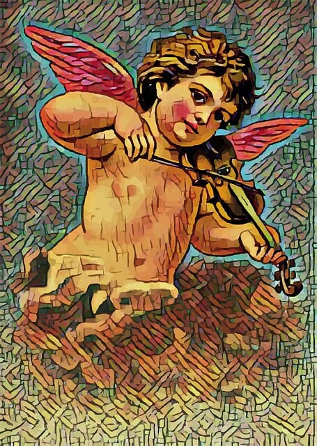 Free mosaic angel violin illustration