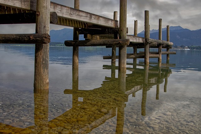Steg Am See, Holzsteg, Bootssteg, Wasser