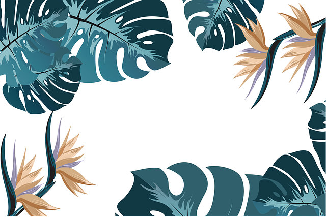 Free leaves flowers border illustration
