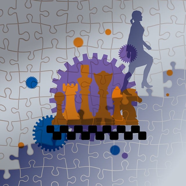 Free puzzle businesswoman stairs illustration