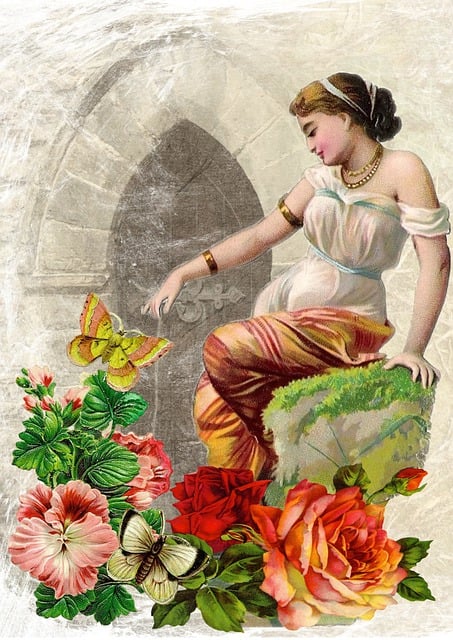 Free roses lady dress illustration