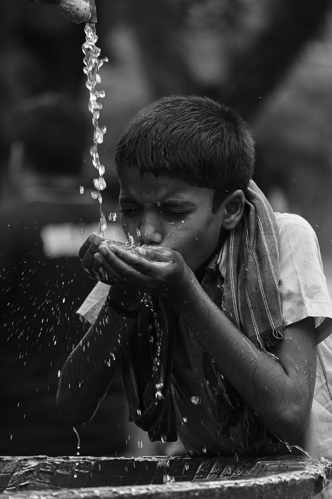 Garoto, Sede, Bebendo, Água Da Torneira, Agua, Filho