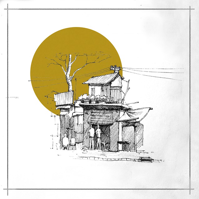 Free house couple street illustration